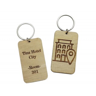 Ξύλινο Μπρελόκ δύο όψεων για κλειδιά ξενοδοχείου