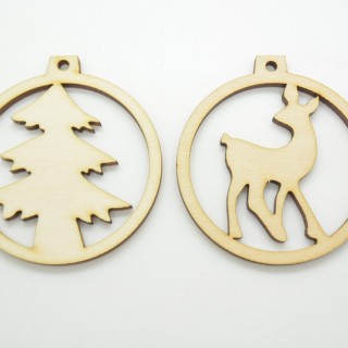 Ξύλινο Χριστουγεννιάτικο διακοσμητικό στολίδι διπλό