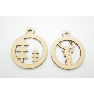 Ξύλινο Χριστουγεννιάτικο διακοσμητικό στολίδι διπλό