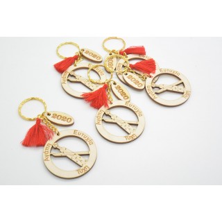 Μπρελόκ ξύλινο γούρι ποντιακή λύρα με ευχές